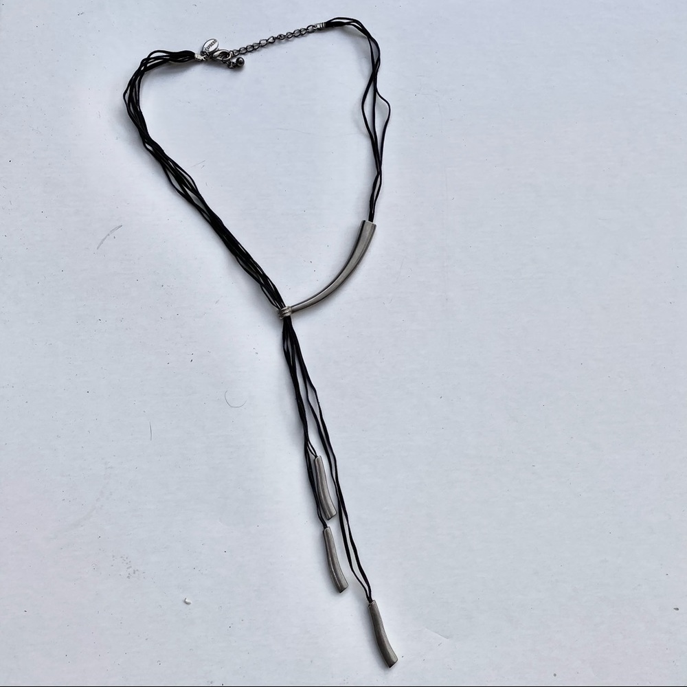 Express Black Strings Silver Necklace - image 1